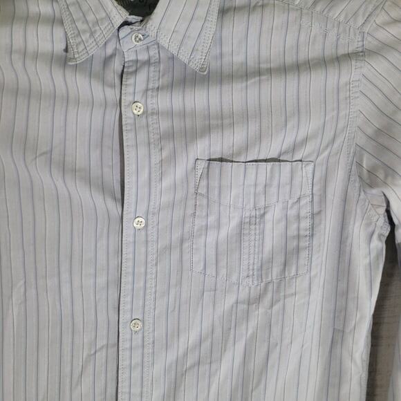 Quicksilver Shirt Button Down Mens Size Small White Blue Pinstripe Pocket Career - Picture 2 of 7